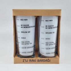 BUZ PAYI-İKİLİ RAKI BARDAĞI - ŞEFFAF - 