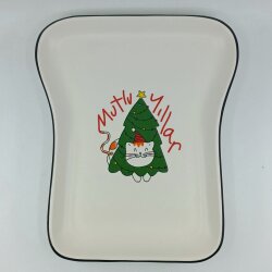 ÇAM AĞACI KEDİ MUTLU YILLAR-NOVA TOST TABAĞI - TRANSPARAN GÖVDE - 