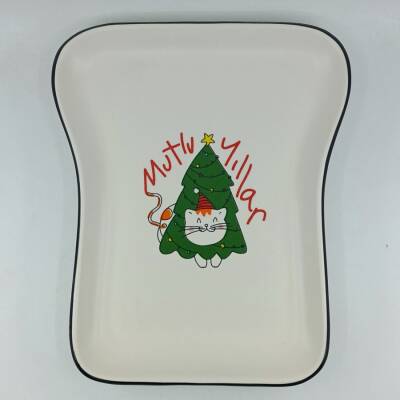 ÇAM AĞACI KEDİ MUTLU YILLAR-NOVA TOST TABAĞI - TRANSPARAN GÖVDE - 1