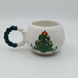 ÇAM AĞACI MUTLU YILLAR-BALONCUK KUPA - YEŞİL SAP - 