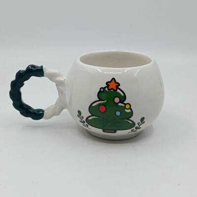 ÇAM AĞACI MUTLU YILLAR-BALONCUK KUPA - YEŞİL SAP - 1