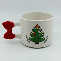 ÇAM AĞACI MUTLU YILLAR-KURDELE KUPA - KIRMIZI SAP - 