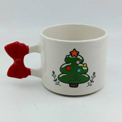 ÇAM AĞACI MUTLU YILLAR-KURDELE KUPA - KIRMIZI SAP - 1