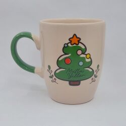 ÇAM AĞACI MUTLU YILLAR-OVAL KUPA - YEŞİL SAP - 