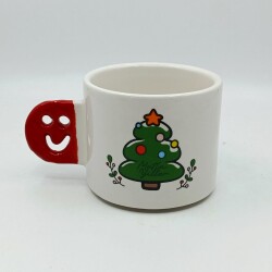 ÇAM AĞACI MUTLU YILLAR-SMİLE KUPA - KIRMIZI SAP - 