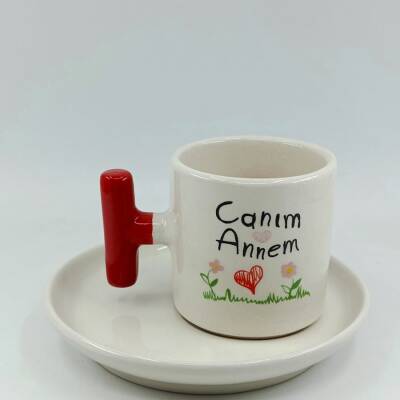 CANIM ANNEM-T TÜRK KAHVESİ FİNCANI - KIRMIZI SAP - 1
