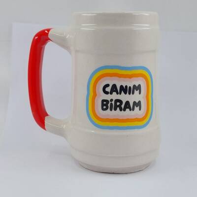 CANIM BİRAM-SERAMİK BİRA BARDAĞI - KIRMIZI SAP - 1
