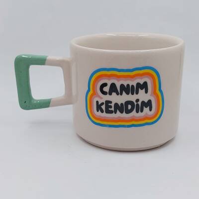 CANIM KENDİM RENKLİ-KARE KUPA - YEŞİL SAP - 1
