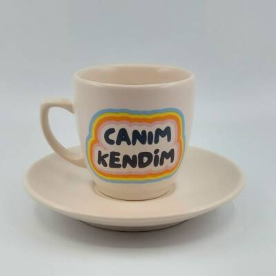 CANIM KENDİM RENKLİ-KLASİK TÜRK KAHVESİ FİNCANI - TRANSPARAN - 1