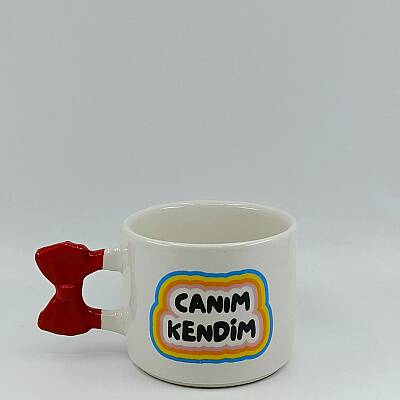 CANIM KENDİM RENKLİ-KURDELE KUPA - KIRMIZI SAP - 1