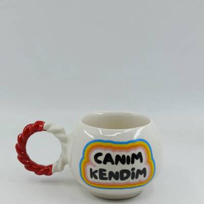 CANIM KENDİM RENKLİ-ÖRGÜLÜ BALONCUK KUPA - KIRMIZI SAP - 1