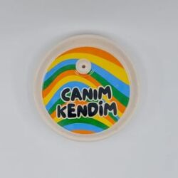 CANIM KENDİM RENKLİ-YUVARLAK SERAMİK NOTLUK - TRANSPARAN GÖVDE - 