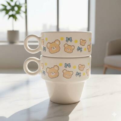 CENTİLMEN AYI-İKİLİ ESPRESSO BARDAĞI - TRANSPARAN - 1