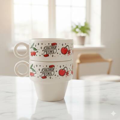 CHERRY BOMB-İKİLİ ESPRESSO BARDAĞI - TRANSPARAN - 1