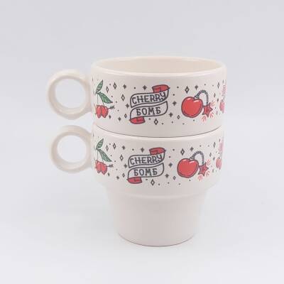CHERRY BOMB-İKİLİ ESPRESSO BARDAĞI - TRANSPARAN - 1
