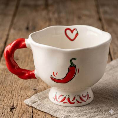 CHİLİ PEPPER-SET-BALERİN KUPA - KIRMIZI SAP - 1