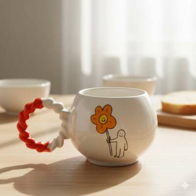 ÇİÇEK TUTAN ADAM-BALONCUK KUPA - TURUNCU SAP - 1