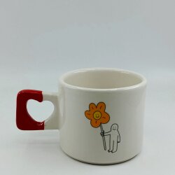 ÇİÇEK TUTAN ADAM-KALP KUPA - KIRMIZI SAP - 