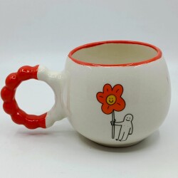 ÇİÇEK TUTAN ADAM-PUF KUPA - TURUNCU SAP TURUNCU TURNET - 