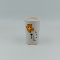 ÇİÇEK TUTAN ADAM-SERAMİK PANDORA MUM - TEKLİ - 