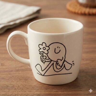 ÇİÇEK TUTAN GÜLEN YÜZ-BODUR KUPA - TRANSPARAN - 1