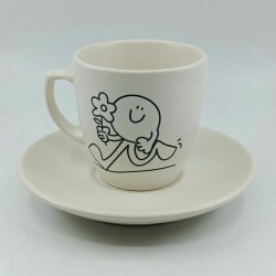 ÇİÇEK TUTAN GÜLEN YÜZ-KLASİK TÜRK KAHVESİ FİNCANI - TRANSPARAN GÖVDE - 