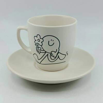 ÇİÇEK TUTAN GÜLEN YÜZ-KLASİK TÜRK KAHVESİ FİNCANI - TRANSPARAN GÖVDE - 1