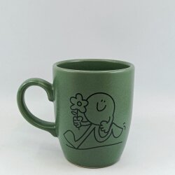 ÇİÇEK TUTAN GÜLEN YÜZ-OVAL KUPA - YEŞİL SAP YEŞİL GÖVDE YEŞİL İÇ - 