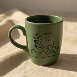 ÇİÇEK TUTAN GÜLEN YÜZ-OVAL KUPA - YEŞİL SAP YEŞİL GÖVDE YEŞİL İÇ - 