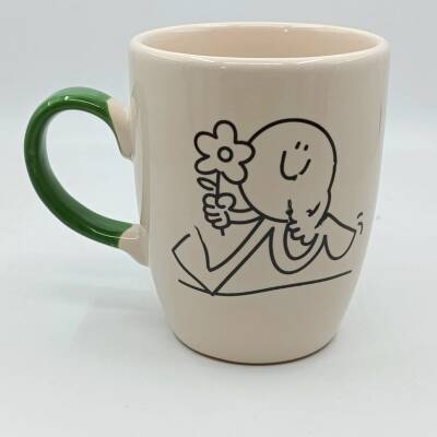 ÇİÇEK TUTAN GÜLEN YÜZ-OVAL KUPA - YEŞİL SAP - 1