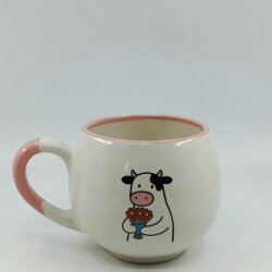 ÇİÇEK TUTAN İNEK-BALON KUPA - PEMBE SAP PEMBE TURNET - 