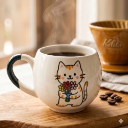 ÇİÇEK TUTAN İNEK-BALON KUPA - YEŞİL SAP - 