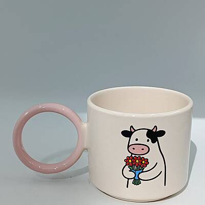 ÇİÇEK TUTAN İNEK-O KUPA - PEMBE SAP - 1