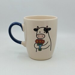 ÇİÇEK TUTAN İNEK-OVAL KUPA - KOBALT SAP - 