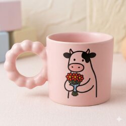 ÇİÇEK TUTAN İNEK-PRENSES KUPA - PEMBE GÖVDE PEMBE SAP - 