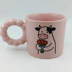 ÇİÇEK TUTAN İNEK-PRENSES KUPA - PEMBE GÖVDE PEMBE SAP - 