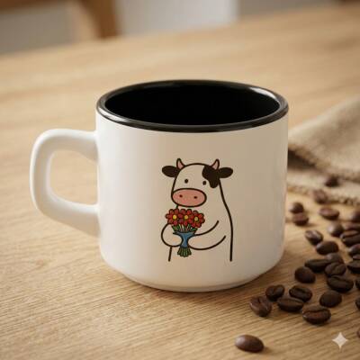 ÇİÇEK TUTAN İNEK-VENUS KUPA - SİYAH İÇ - 1