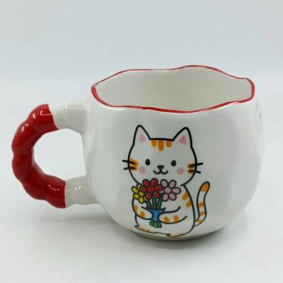 ÇİÇEK TUTAN KEDİ-NİVA KUPA - KIRMIZI SAP KIRMIZI TURNET - 1
