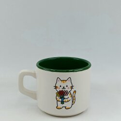 ÇİÇEK TUTAN KEDİ-VENUS KUPA - YEŞİL İÇ - 