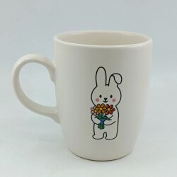 ÇİÇEK TUTAN TAVŞAN-OVAL KUPA - TRANSPARAN SAP - 