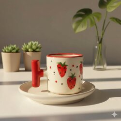 ÇİLEK - 3D-T TÜRK KAHVESİ FİNCANI - 3D - 