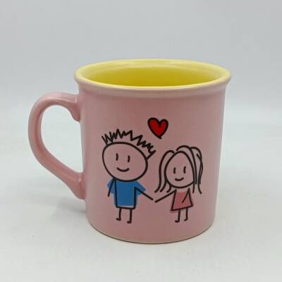 ÇİZİM AŞK-İDA KUPA - PEMBE SAP PEMBE GÖVDE SARII İÇ - 1