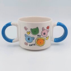 ÇOCUK KEDİ DOMUZ1 & ÇOCUK ASLAN KOALA2-ÇOCUK KUPA - MAVİ SAP - 