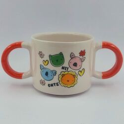 ÇOCUK KEDİ DOMUZ1 & ÇOCUK ASLAN KOALA2-ÇOCUK KUPA - TURUNCU SAP - 