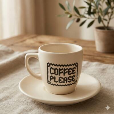 COFFEE PLEASE-KLASİK TÜRK KAHVESİ FİNCANI - TRANSPARAN GÖVDE - 1