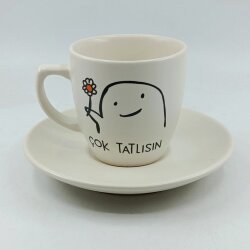 ÇOK TATLISIN-KLASİK TÜRK KAHVESİ FİNCANI - TRANSPARAN GÖVDE - 