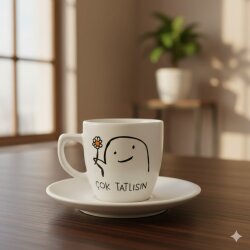 ÇOK TATLISIN-KLASİK TÜRK KAHVESİ FİNCANI - TRANSPARAN GÖVDE - 