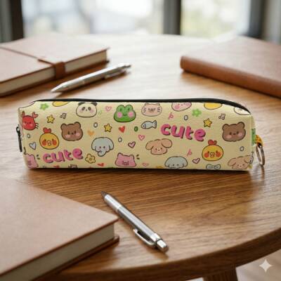 CUTE ANIMALS-DERİ KALEM KUTU - TEKLİ - 1