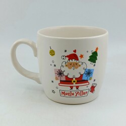 DAĞINIK NOEL BABA MUTLU YILLAR-BODUR KUPA - TRANSPARAN - 