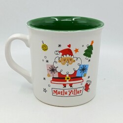 DAĞINIK NOEL BABA MUTLU YILLAR-İDA KUPA - TRANSPARAN SAP TRANSPARAN GÖVDE YEŞİL İÇ - 